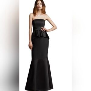 Vera Wang Black Strapless Peplum gown